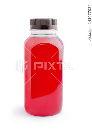 Red juice in plastic bottle for healthy refreshment Red juice in plastic bottle for healthy refreshment 143477024