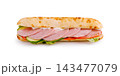 Ham baguette sandwich with fresh vegetables and mayonnaise 143477079