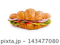 Croissant sandwich with ham, lettuce, cucumber, tomato 143477080