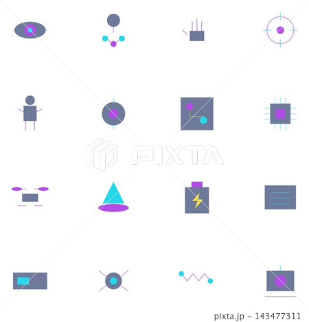 Minimalist Technology and Data Icon Set Minimalist Technology and Data Icon Set 143477311
