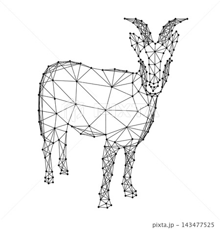 goat is symbol from abstract futuristic polygonal black lines and dots 143477525