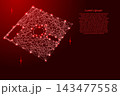 floppy disk, magnetic storage from futuristic polygonal red lines and glowing stars for banner, poster, greeting card 143477558