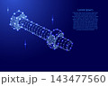bolt with nut from futuristic polygonal blue lines and glowing stars for banner, poster, greeting card 143477560
