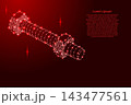bolt with nut from futuristic polygonal red lines and glowing stars for banner, poster, greeting card 143477561