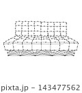 sofa from abstract futuristic polygonal black lines and dots 143477562