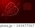 leaf of plant from futuristic polygonal red lines and glowing stars for banner, poster, greeting card 143477567