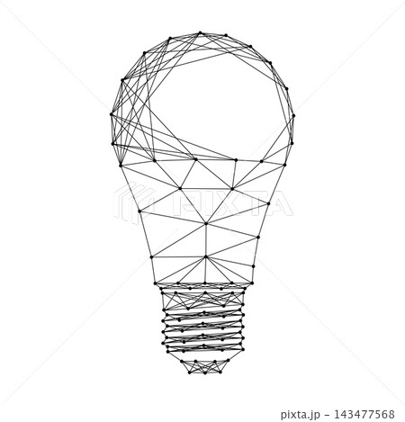LED lamp with base from abstract futuristic polygonal black lines and dots 143477568