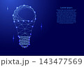 LED lamp with base from futuristic polygonal blue lines and glowing stars for banner, poster, greeting card 143477569
