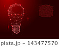 LED lamp with base from futuristic polygonal red lines and glowing stars for banner, poster, greeting card 143477570