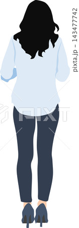 着替えをする女性のイラスト		 143477742