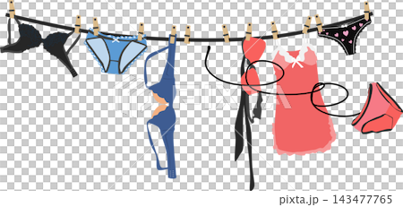 洗濯物を干すイラスト	 143477765
