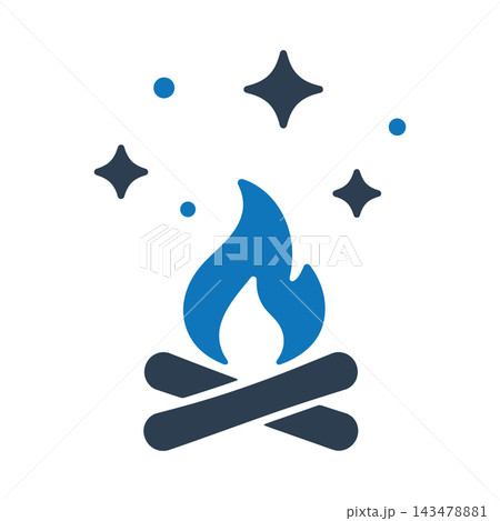 Campfire icon with flames and sparkles Campfire icon with flames and sparkles 143478881