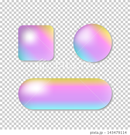 Y2K gradient translucent button set of 3 shapes (horizontal capsule, rounded square, perfect circle) Y2K gradient translucent button set of 3 shapes (horizontal capsule, rounded square, perfect circle) 143479114
