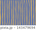Hand-drawn vertical striped pattern with abstract rough lines. Retro blue and yellow trendy textile and wallpaper background 143479694
