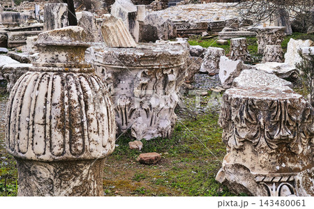 Collection of Ancient Carved Marble Capital Fragments and Bases. Collection of Ancient Carved Marble Capital Fragments and Bases. 143480061