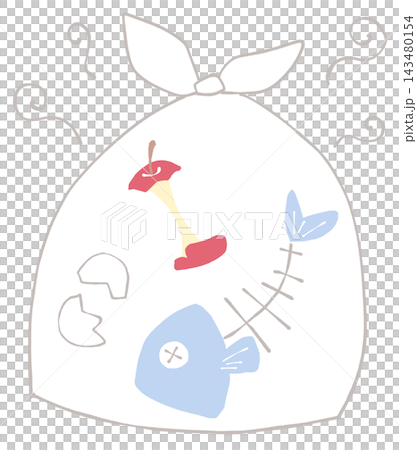 ビニール袋に入った臭い生ゴミのイラスト 143480154