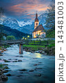 Ramsau St Sebastian Church Mountain River Sunset View 143481003