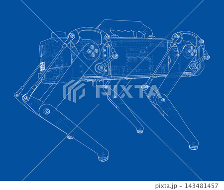 robotic dog blueprint illustration. Vector 143481457