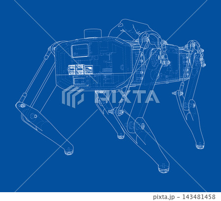 robotic dog blueprint illustration. Vector 143481458