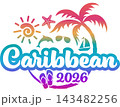 Caribbean 2026 with Vacation and Trip Elements - Palm Tree Sunglasses Tropical Flowers 143482256
