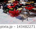 Old vintage things on the street flea market on square in front of the Cathedral of St. Mary Magdalene in Wroclav, Poland 143482271