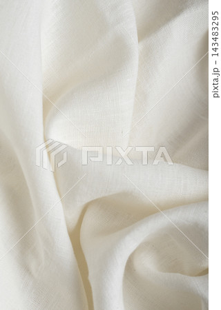 Draped Off White Linen Fabric Background 143483295