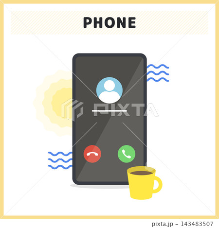 スマートフォンでの電話着信と通話応答 着信UIデザインイラストカスタマーサポートや電話対応向け素材 スマートフォンでの電話着信と通話応答 着信UIデザインイラストカスタマーサポートや電話対応向け素材 143483507