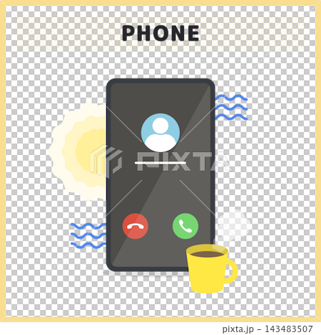 スマートフォンでの電話着信と通話応答 着信UIデザインイラストカスタマーサポートや電話対応向け素材 スマートフォンでの電話着信と通話応答 着信UIデザインイラストカスタマーサポートや電話対応向け素材 143483507