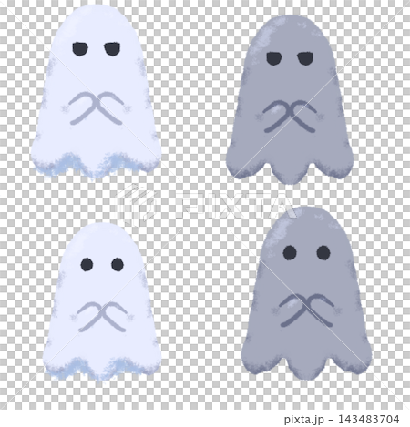 Halloween ghost set: Cute ghost illustrations in light blue and gray. Halloween ghost set: Cute ghost illustrations in light blue and gray. 143483704