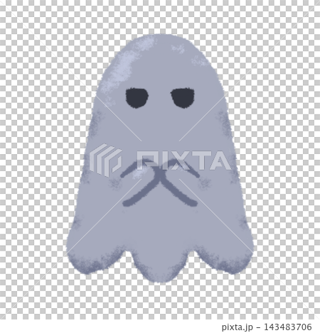 Half-closed-eyed ghost, a cute gray ghost Halloween illustration Half-closed-eyed ghost, a cute gray ghost Halloween illustration 143483706
