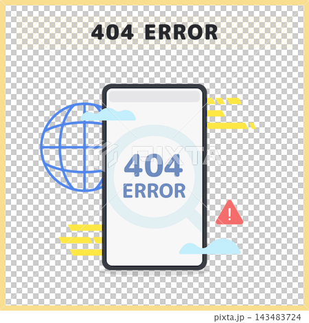 Illustrations of 404 errors and page not found on smartphones; communication error and warning symbols; communication failure materials. Illustrations of 404 errors and page not found on smartphones; communication error and warning symbols; communication failure materials. 143483724