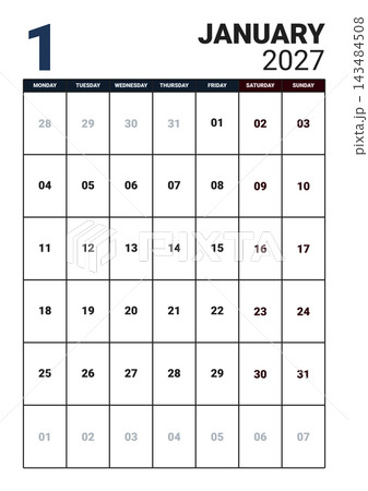 January 2027 English Corporate Monthly Schedule Template Minimalist Office Calen 143484508