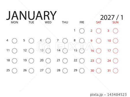 January 2027 English Clear Minimalist Monthly Calendar Template Functional Busin January 2027 English Clear Minimalist Monthly Calendar Template Functional Busin 143484523