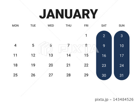 January 2027 English Monochrome Minimalist Monthly Desk Planner Scandinavian Wal 143484526
