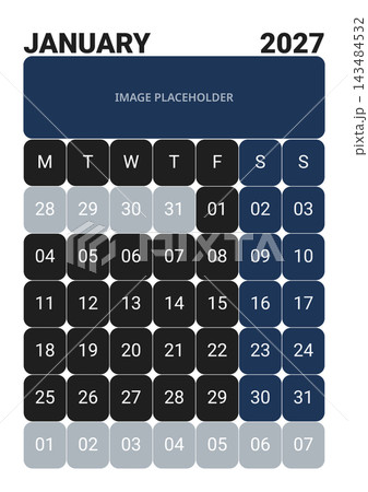 January 2027 English Light Accent Nordic Monthly Planner Grid Clean Scandinavian January 2027 English Light Accent Nordic Monthly Planner Grid Clean Scandinavian 143484532