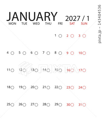 January 2027 English Clear Minimalist Monthly Calendar Template Functional Busin January 2027 English Clear Minimalist Monthly Calendar Template Functional Busin 143484536