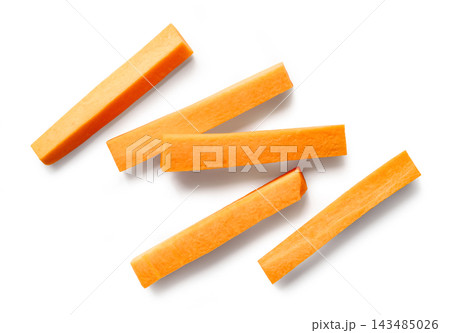 carrot sticks fresh and raw isolated on white background 143485026