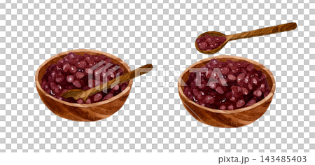 Boiled red beans (coarse bean paste) - Hand-drawn watercolor illustration material Boiled red beans (coarse bean paste) - Hand-drawn watercolor illustration material 143485403