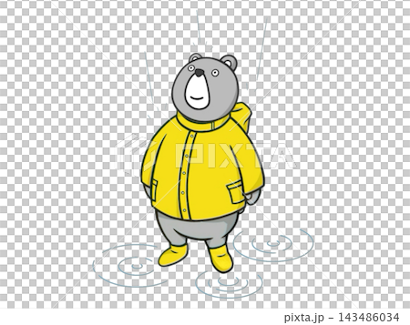 Illustration of a bear wearing a raincoat Illustration of a bear wearing a raincoat 143486034