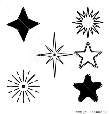 Star set with hand drawn sketch style icon collection Star set with hand drawn sketch style icon collection 143486484