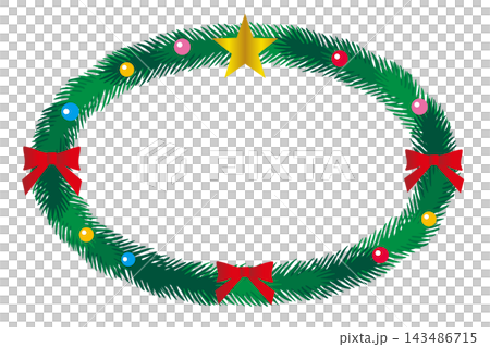 Oval frame of a Christmas wreath Oval frame of a Christmas wreath 143486715