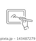 契約書に電子署名する手元のベクターアイコン（電子契約・タブレット・サイン） 143487279