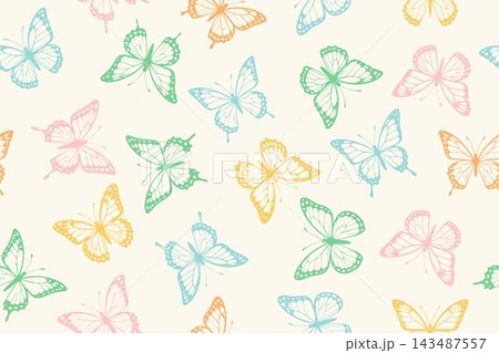 Pastel Butterfly Pattern Background Pastel Butterfly Pattern Background 143487557