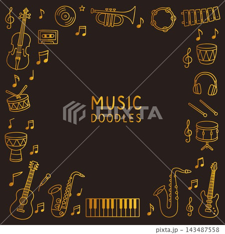 Musical Instruments Doodles Elements Set Musical Instruments Doodles Elements Set 143487558