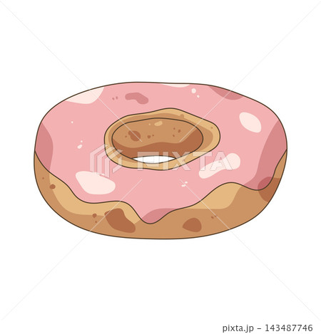 Illustration of pink frosted donut Illustration of pink frosted donut 143487746