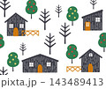 北欧イラスト　森のログハウス 143489413