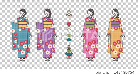 New Year's [Female Illustration Material Set for Each Event] 143489754