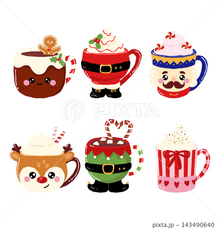 Cute Christmas sweet drink in funny character cup Cute Christmas sweet drink in funny character cup 143490640