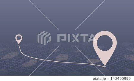 Navigation to poi. Online digital service for vehicle with location search. Generic city map with signs of streets, roads. Vector illustration, map background Navigation to poi. Online digital service for vehicle with location search. Generic city map with signs of streets, roads. Vector illustration, map background 143490999