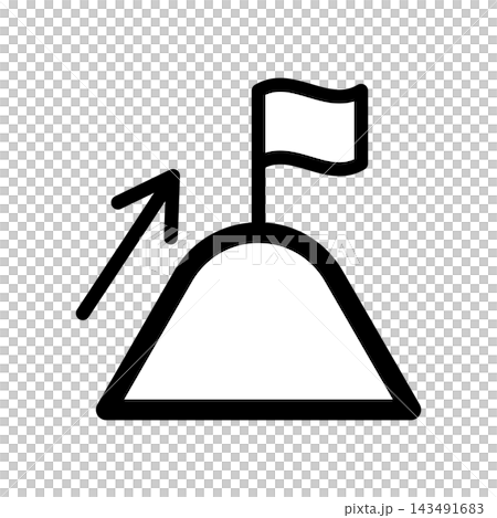A mountain and flag icon representing goal achievement and progress. A mountain and flag icon representing goal achievement and progress. 143491683